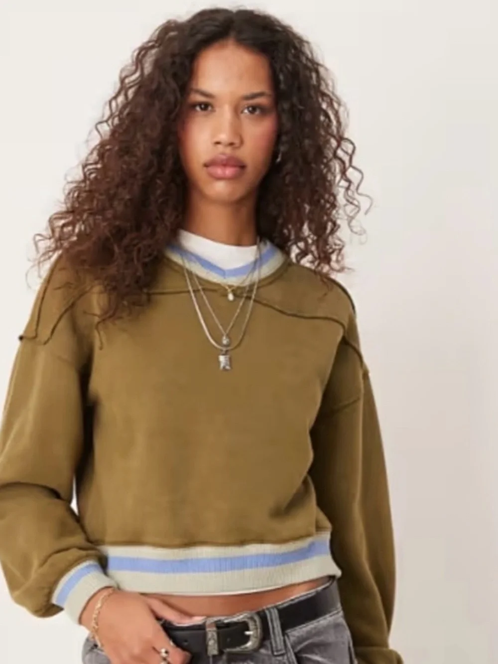 Free People Del Rio Sweatshirt~ Seaweed Combo